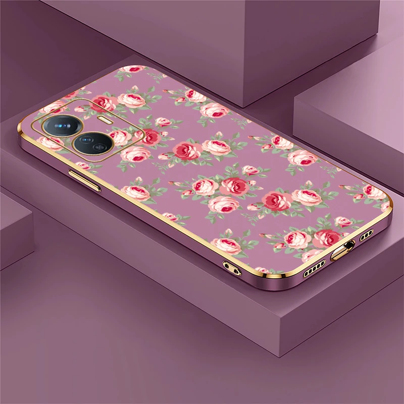 Фото Противоударный чехол для телефона Vivo T1 5G U10 U20 T1 Pro Z1X Z1i Z5i Z3 Z3X Z3i U3, силиконовый чехол с цветочным принтом и покрытием №1