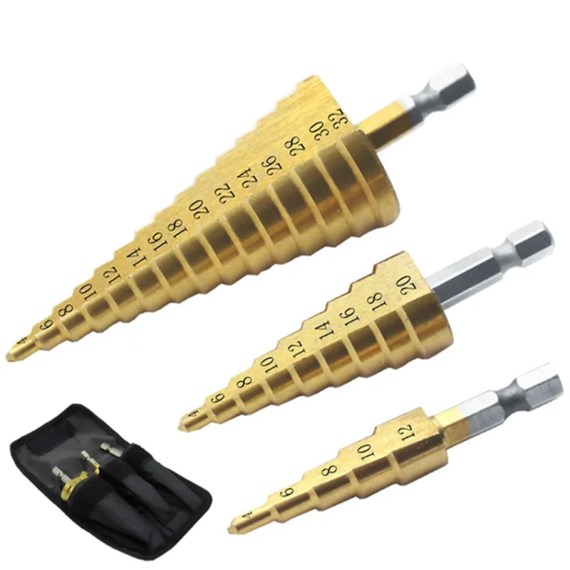 

3 with Metal Drill Hole Cutter Pagoda 4-12 4-20 4-32 Minus Power Tool Kit Step Drill Bit Drills of High Speed Steel Alloy