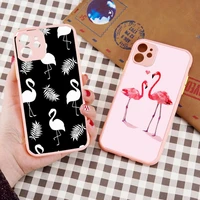flamingo phone case pink color matte transparent for iphone 13 12 11 pro max mini x xr xs 7 8 plus
