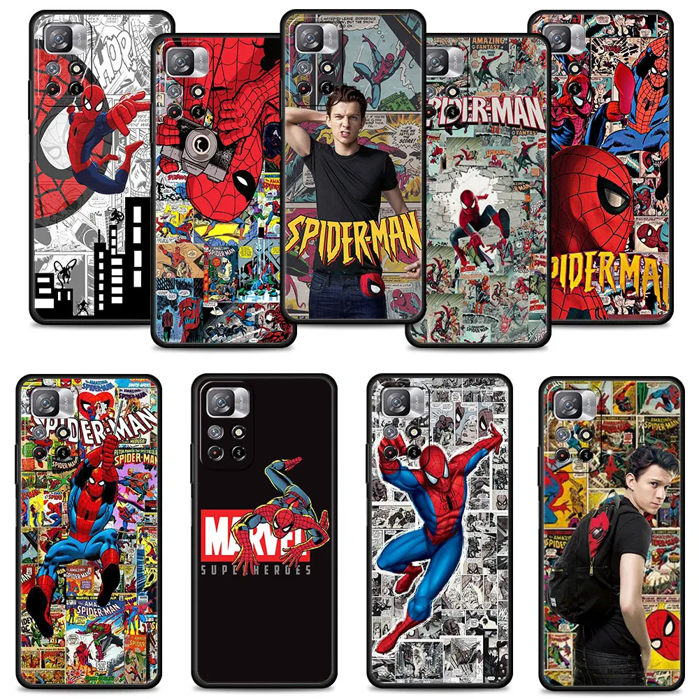 

For Redmi Note 9S 9A 9C 9 9T 11 Pro 10 K40 8 7 K50 8T K40S Marvel Spiderman Comics Logo Phone Case Covers Matte