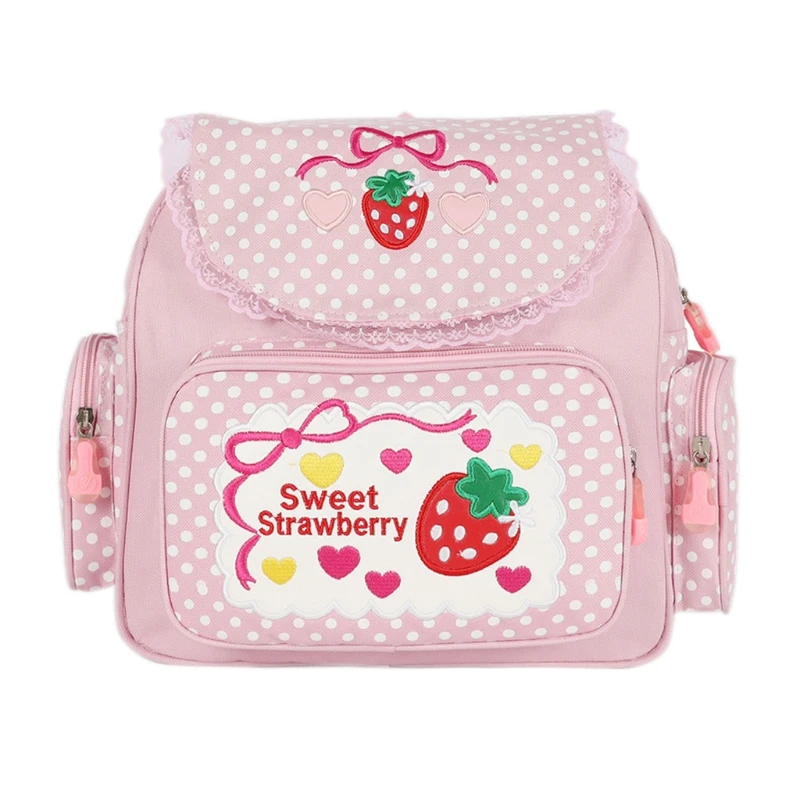 Школьный рюкзак для девочек M68C с вышивкой в виде клубники, детский школьный рюкзак, подарок для девочек на день рождения в японском стиле с м...