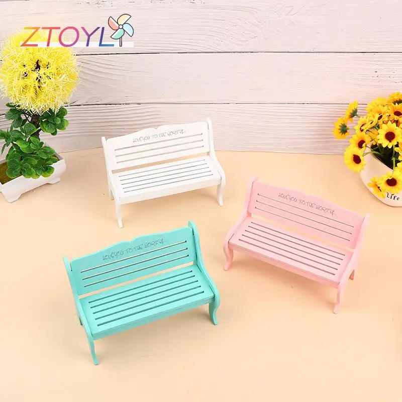 

1pc Kawaii Dollhouse Miniature Bench Chair Park Chair Armchair Doll House Decor Accessories Pretend Toys home decoration