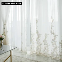 embroidered luxury tulle curtains white floral voile sheer window screen curtain for living room bedroom kitchen blinds drapes
