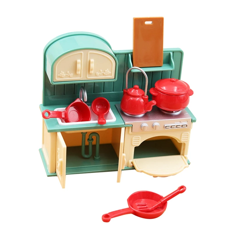 

1:18 Simulation Mini Kitchen Stove Spatula Washbasin Set Decoration Dollhouse Children Play House Toys