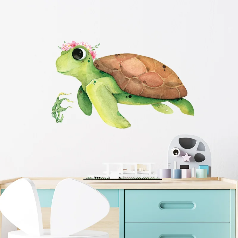 

Креативная Настенная Наклейка в виде морской черепахи, стеклянная дверь для раковины, самоклеящаяся индивидуальная простая Декорация