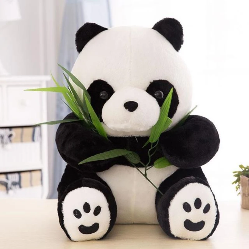 

40-60CM Plush Toys Funny Panda With Bamboo Leaves Birthday Gift Soft Cartoon Animal Stuffed Animals Pendant Doll Kids Gifts