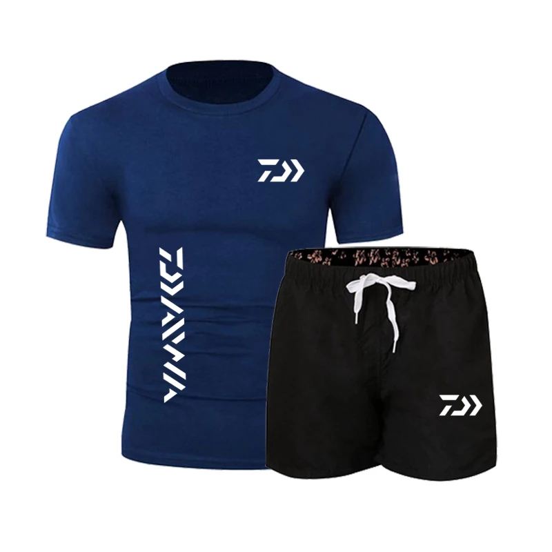 Daiwa Fishing Suit Men Summer Fishing Clothing Sportswear 2 Piece Outdoor Shorts Fishing Pants Quick Dry Sport Fishing T Shirt