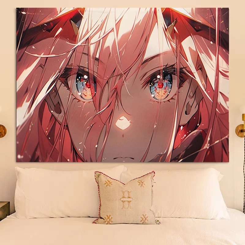 

Zero Two Bedroom Decoration Home Tapestry on the Wall Decor Headboards Room Kawaii Aesthetic Hanging Decorative Accessories Art