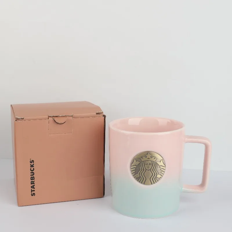 Фото Кружка Starbucks Spring Pink Blue Gradient 414 мл с металлическим логотипом, термостойкая, для дома и офиса №2
