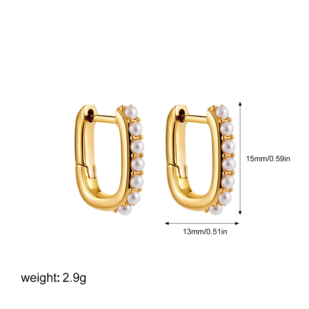 Элегантные геометрические серьги Huggie с имитацией жемчуга гипоаллергенные