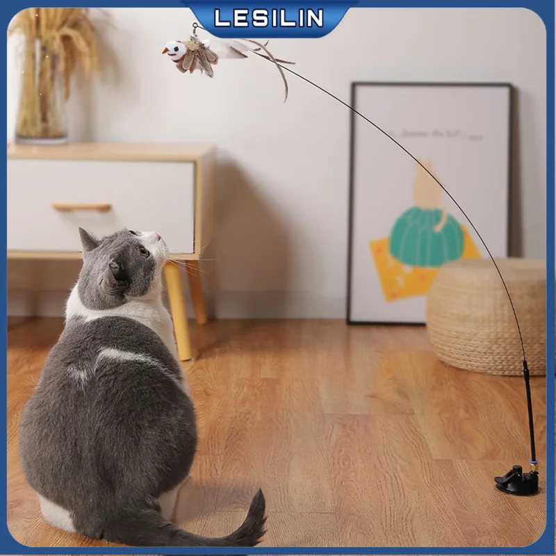 

Simulation Bird interactive Cat Toy Funny Feather Bird with Bell Cat Stick Toy for Kitten Playing Teaser Wand Toy Cat Supplies