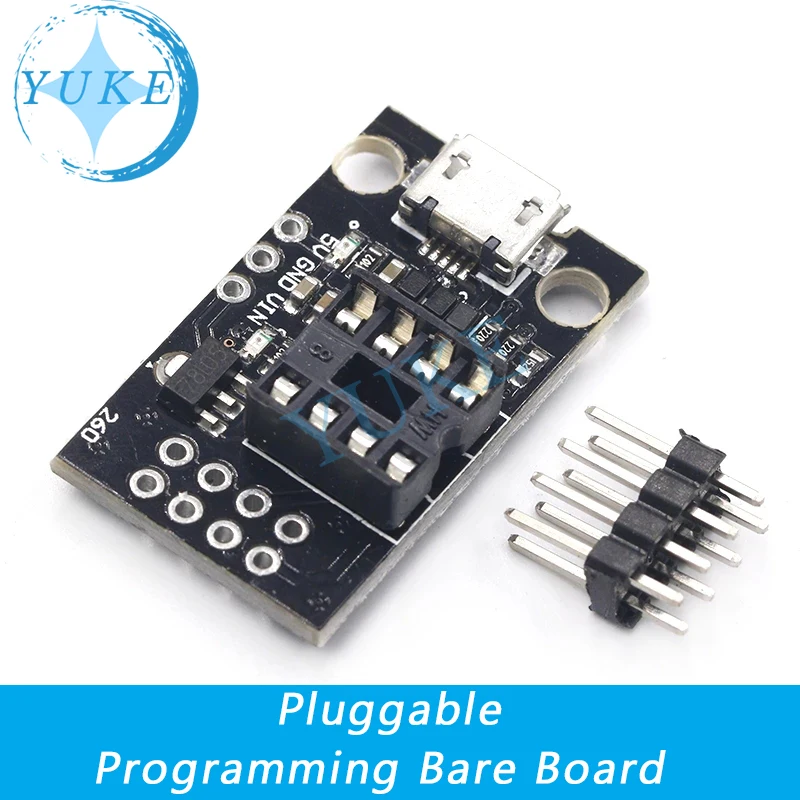 

ATtiny13A / ATtiny25 / ATtiny45 / ATtiny85 Pluggable ATTINY Development and Programming Bare Board