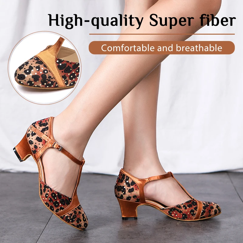 Hipposeus Professional Latin Dance Heel 3-10 CM Black Lady Dance Shoes Soft Samba Rumba Modern Tango Professional Wholesale
