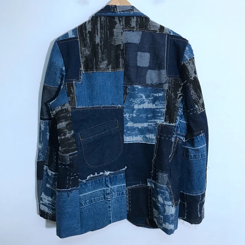 PFHQ мужские джинсовые лоскутные износостойкие пиджаки с дырками индивидуальные