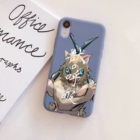 fhnblj demon slayer hashibira inosuke phone case for iphone 11 12 13 mini pro xs max 8 7 6 6s plus x xr solid candy color case
