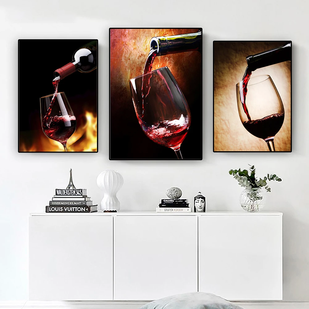 Красное вино постер для стекла картина маслом на холсте Современная Настенная
