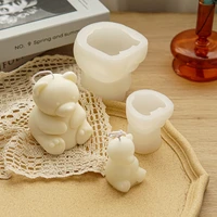 silicone mold korean wind three dimensional little bear sitting bear size scented candle gypsum epoxy mold valentines day gift