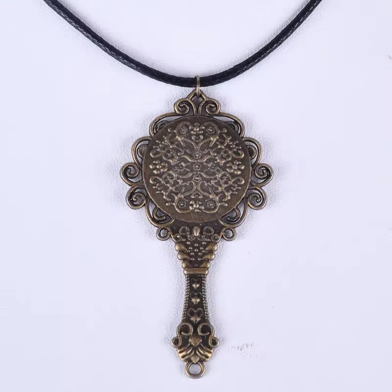 Винтажное античное бронзовое ожерелье с подвеской в виде зеркала 68*35 мм женское