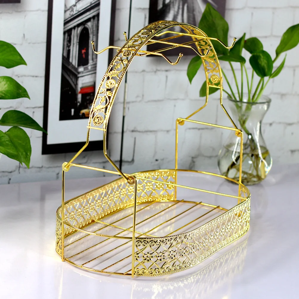 

Mug Cup Holder Coffee Rack Stand Organizer Tea Storage Display Tree Iron Drying Basket Cups Hanger Tray Drainer Hook Hanging