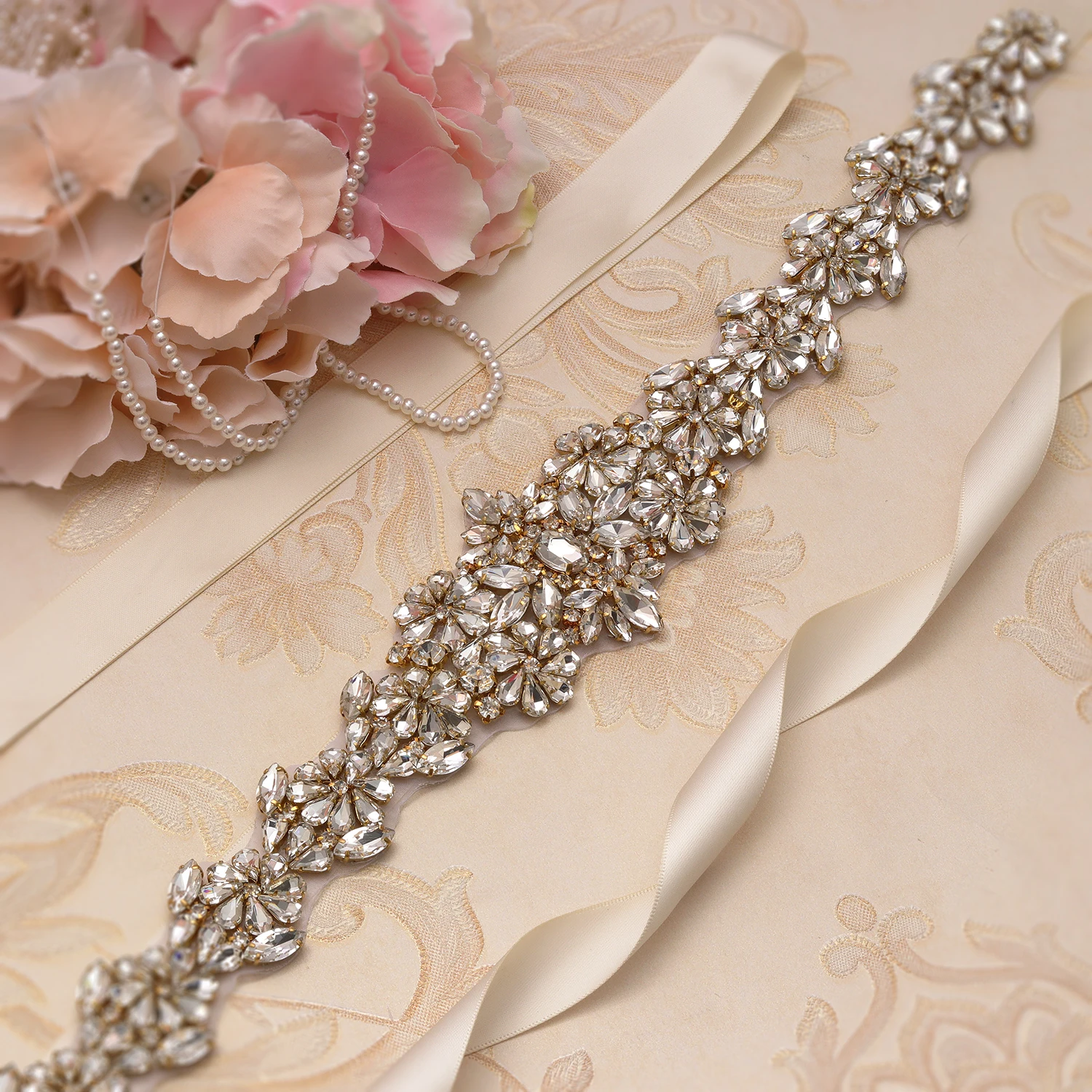 

MissRDress стразы свадебный пояс роскошный хрустальный свадебный пояс золотые ювелирные изделия Свадебные аксессуары пояс JK911