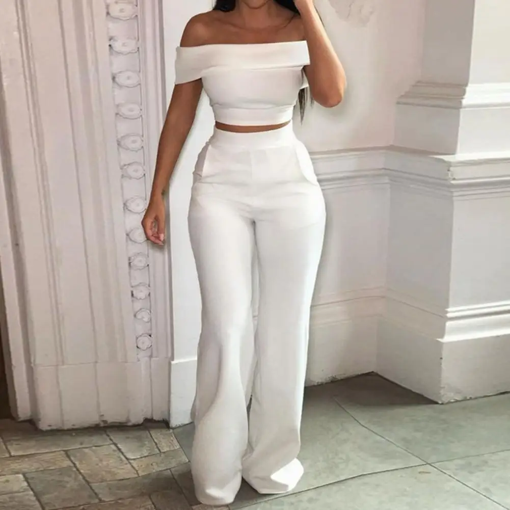 

Модный женский укороченный топ с открытыми плечами без рукавов, женский костюм, укороченный топ с высокой талией, 2 шт./компл.