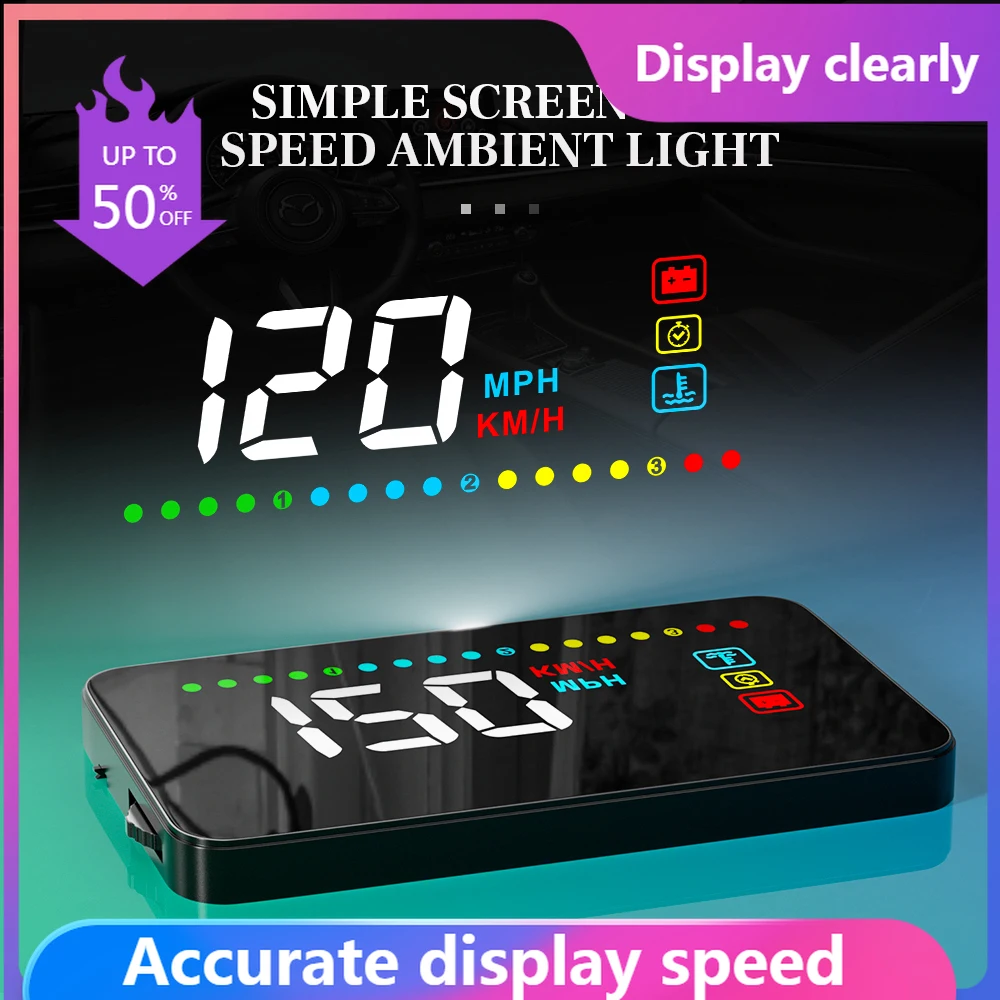 

Car Hud OBD2 Head-up Display Digital Speedometer Temperature Display Car Projector GPS HUD Support Over Speed Alarm obd2 display