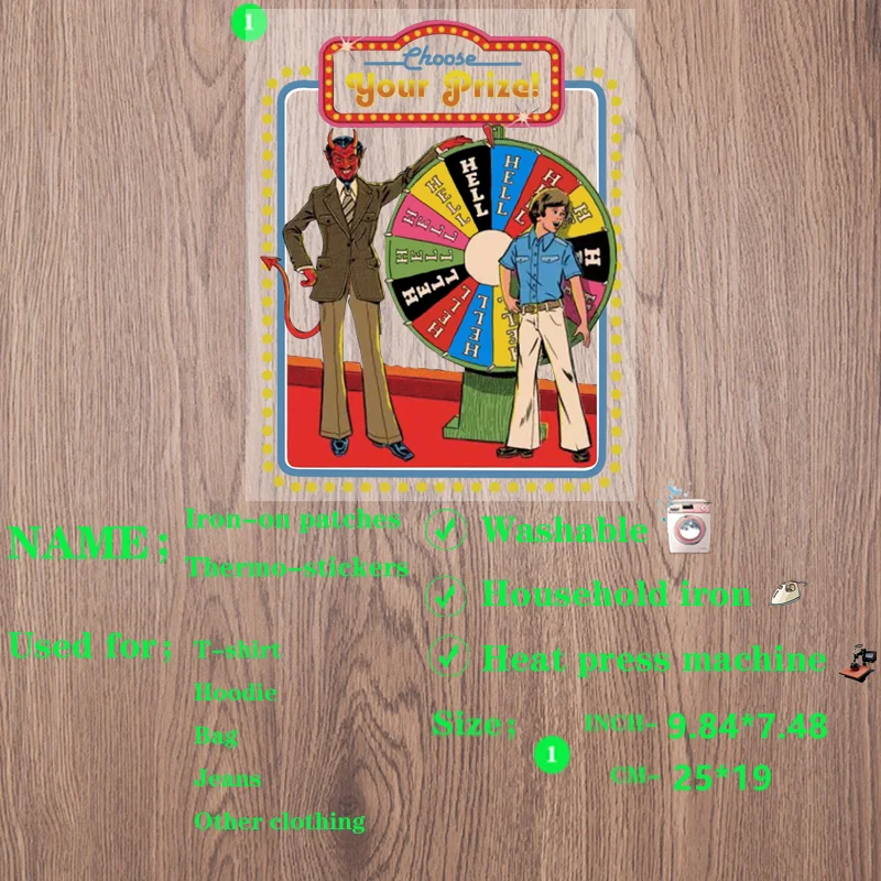 

Retro dark humor "Choose your prize" custom patch iron on transfer 25*19 cm