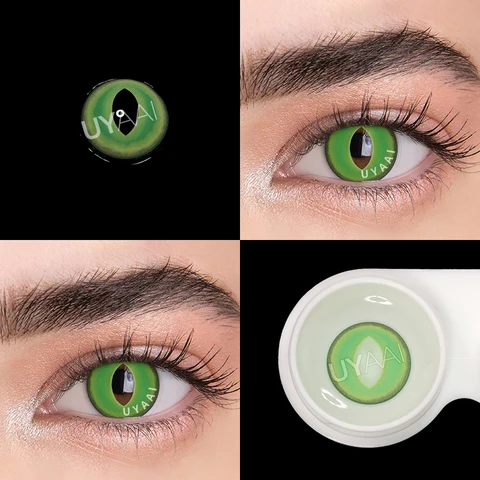 Зеленые линзы для косплея «кошачий глаз», 14,0-14,5 мм, 1 пара