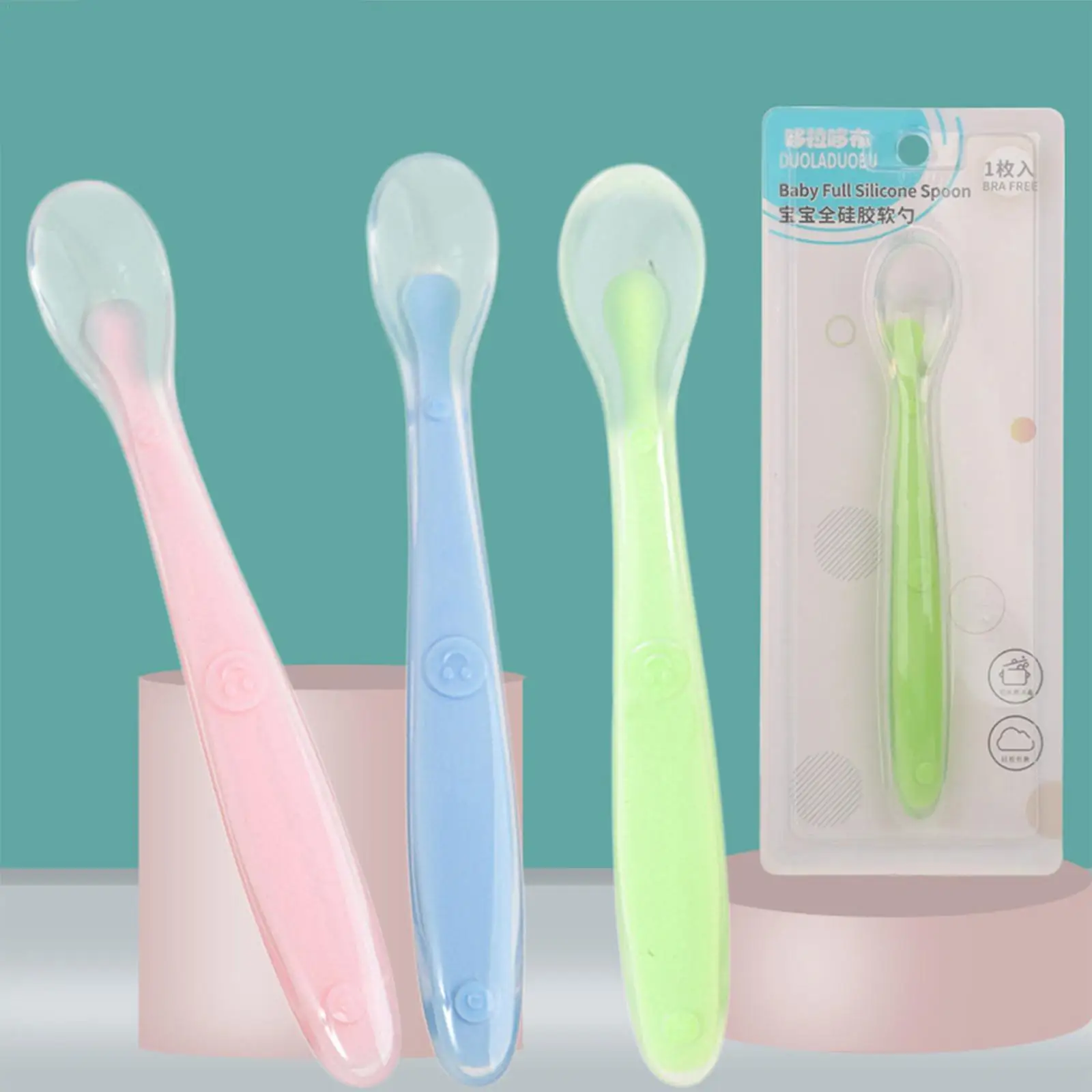 

1PCS Baby Silicone Soft Spoon Training Feeding Spoons Candy Color For Children's Eating Spoon Auxiliary Bowl Spoon Feeder