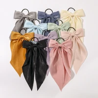 fashion long ribbon hair scrunchies satin bow rubber bands for women girls streamers ponytail holder hair ties hair accessories