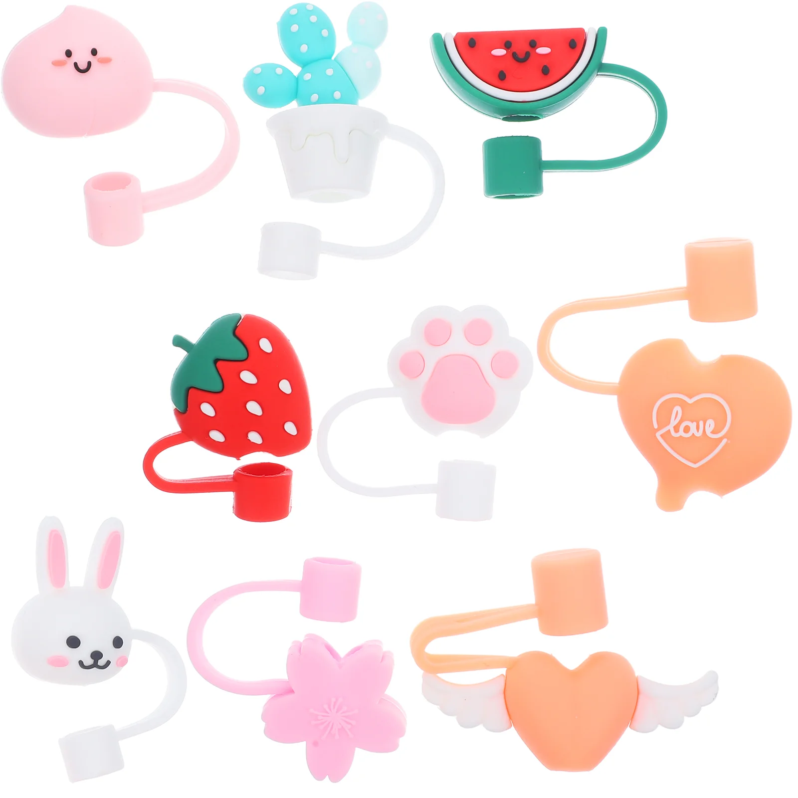 

Straw Silicone Covers Caps Cover Tips Reusable Cap Toppers Drinking Lids Topper Tip Straws Protector Plugs Plug Tumblers Cute