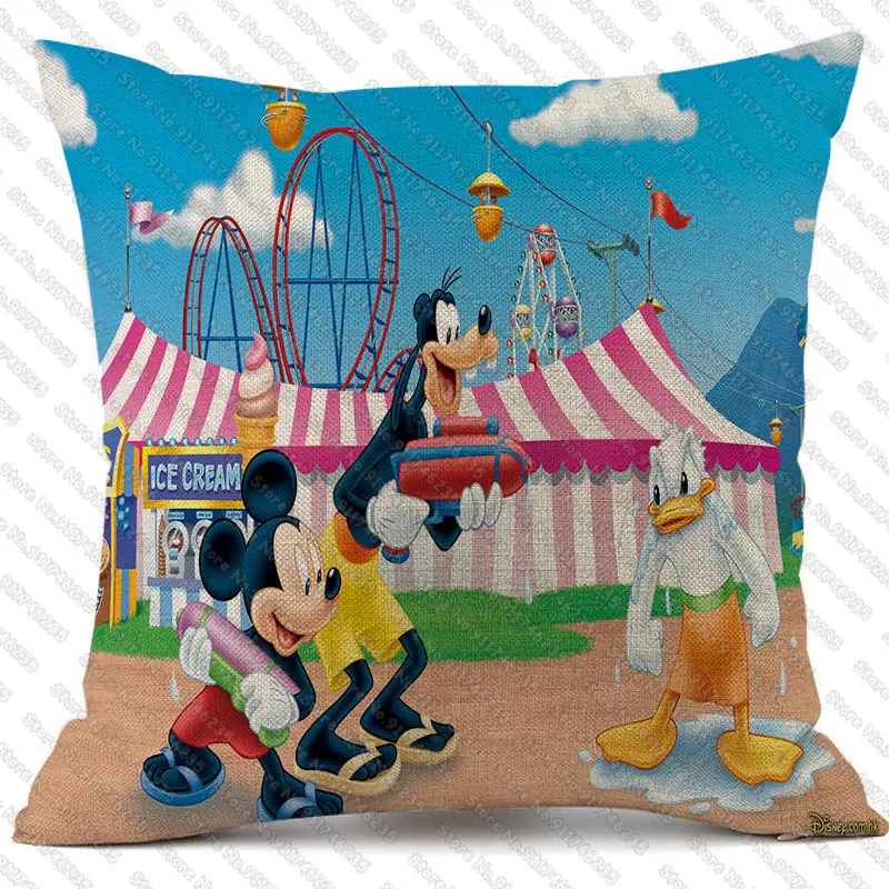 

Наволочка для подушки из мультфильма DISNEY, льняная наволочка с Микки и гофей, подарок на день рождения, шка, 45x45 см