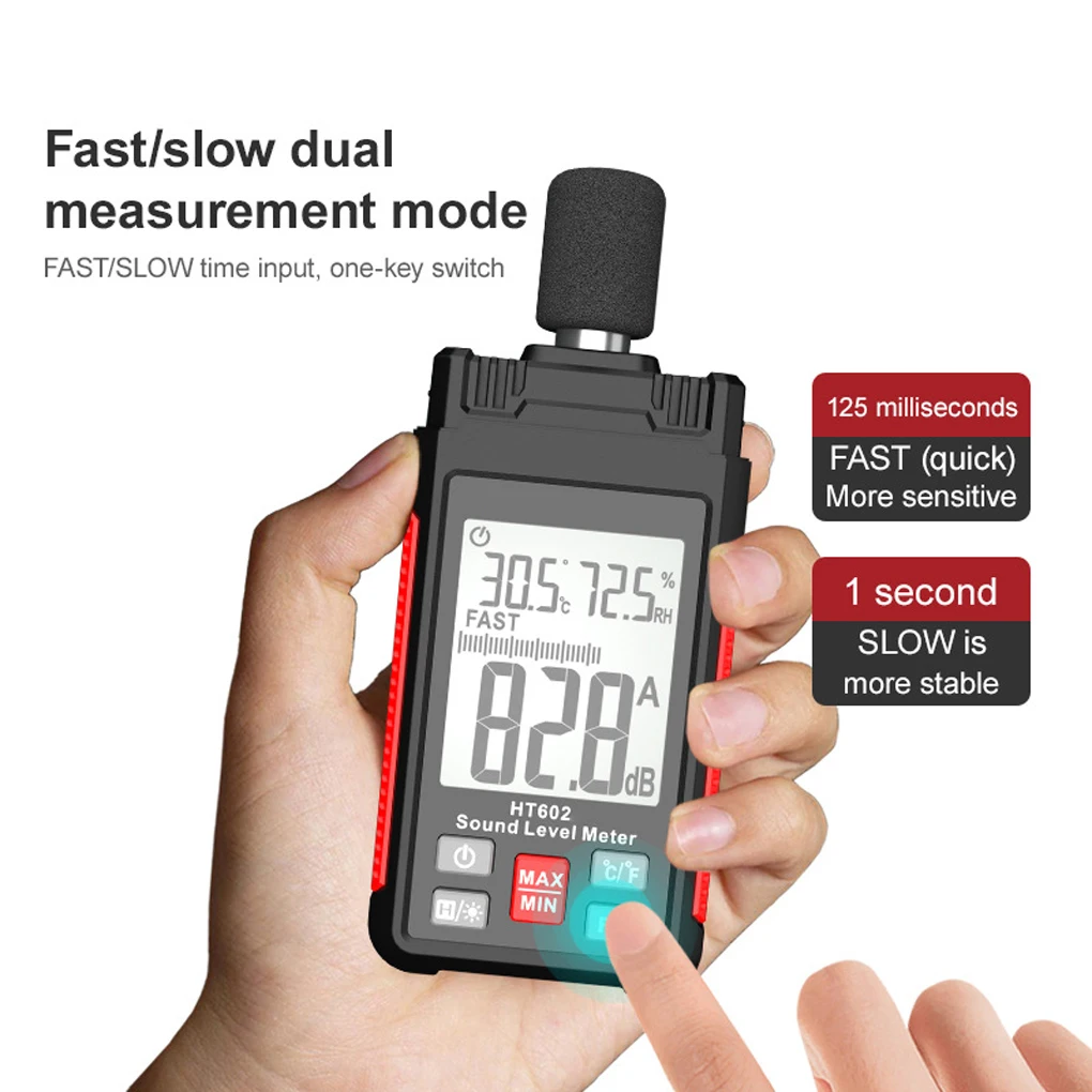 

Sound Level Meter LCD Meters Noise Audio Diagnostic Logger Monitor Indicator Measuring Environmental Industrial HT602B
