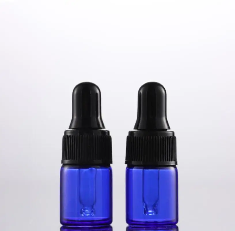 

1000pcs/lot 1ml 2ml 3ml 5ml blue Glass Dropper bottle Mini Glass essential Oil bottle with glass pipette In Stocks