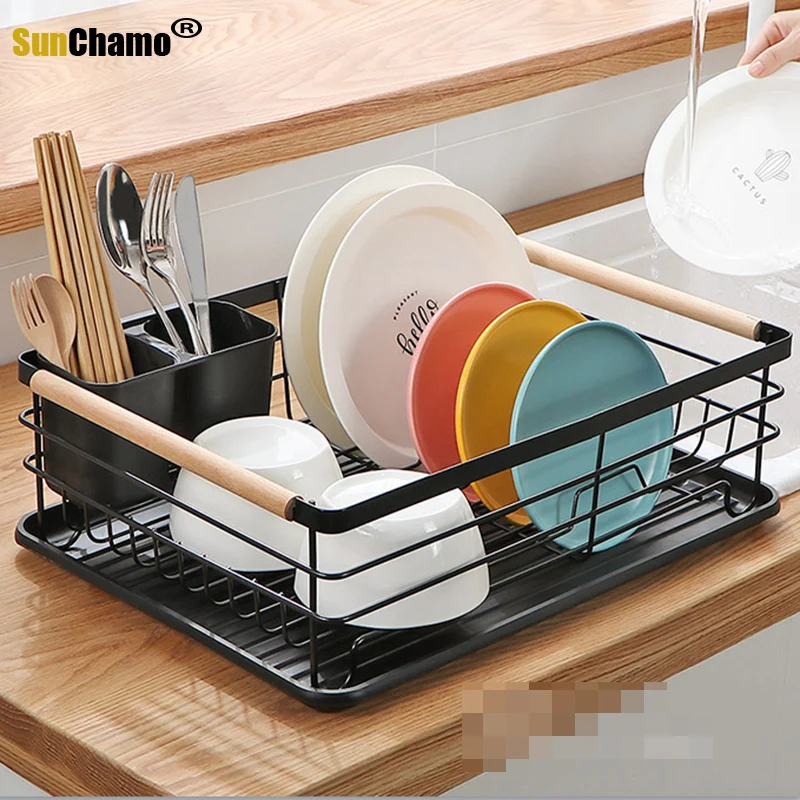 

Japanese-style Dish Drying Rack Iron Tableware Drainer Storage Basket Shelf Bowl Plate Dishes Holder Kitchen Organizer