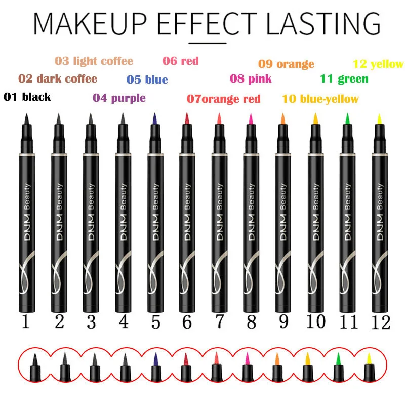 

12 цветов Подводка для глаз матовая флуоресцентная окрашенная неоновая жидкая подводка для глаз долговечная Водостойкая Подводка для глаз ...