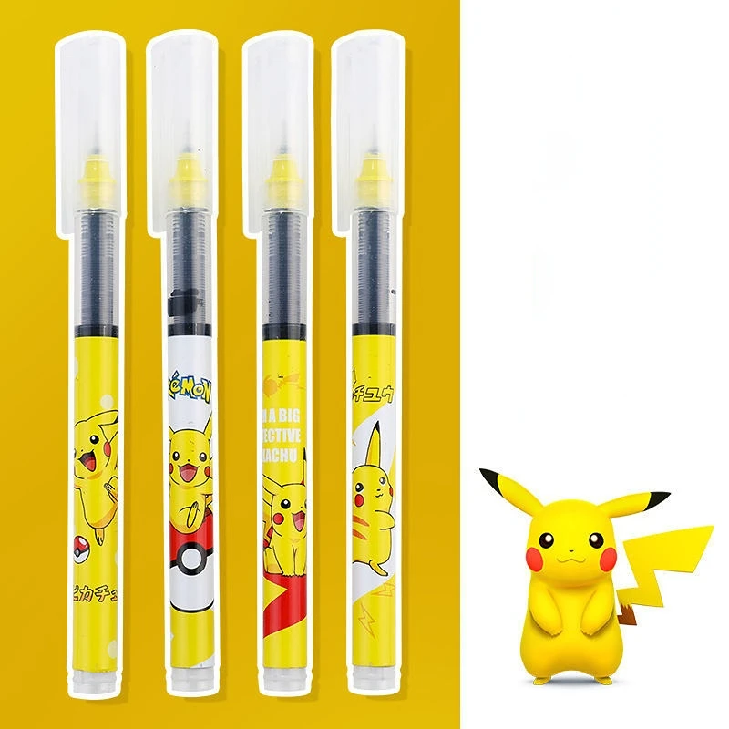 

Прямая шариковая ручка Pikachu с жидкостью, большая емкость, ручка для подписи с мультяшным анимационным рисунком, 0,5 мм, Черная гелевая ручка, С...