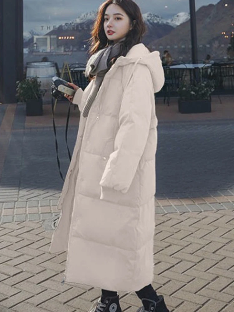 2022 Down Jacket Women Long Hooded Warmth Parkas Coat Female Winter Loose Size Jackets Thick Windproof Clothes