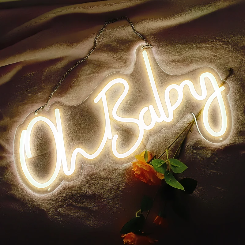 

Led Neon Sign Oh Baby 48x26cm Light Party Flex Transparent Acrylic Oh Baby Neon Night Lights For Wedding Party Decoration Warm
