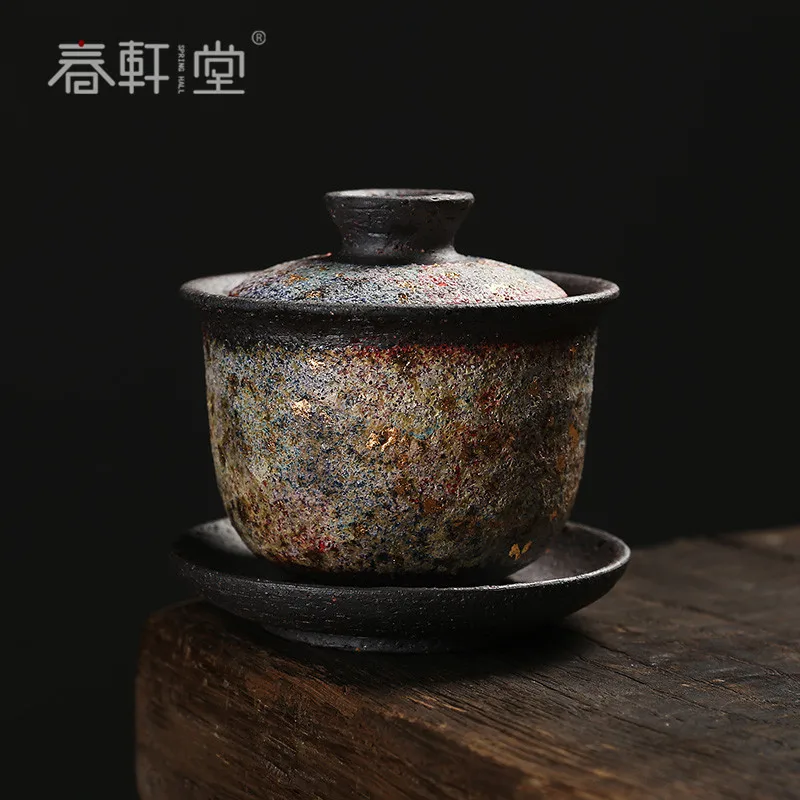 

Chunxuan Tang Rock Mine Stoneware Old Rock Clay Tureen Gaoyue Handmade Single Tea Brewing Bowl Japanese Tea Set Gaiwan