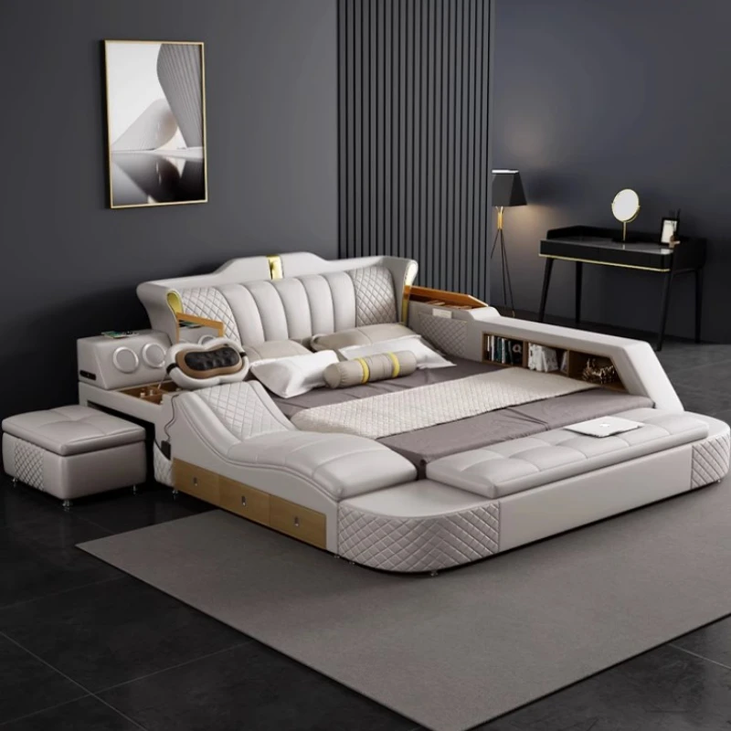Довольно роскошная современная двуспальная кровать для хранения элегантный