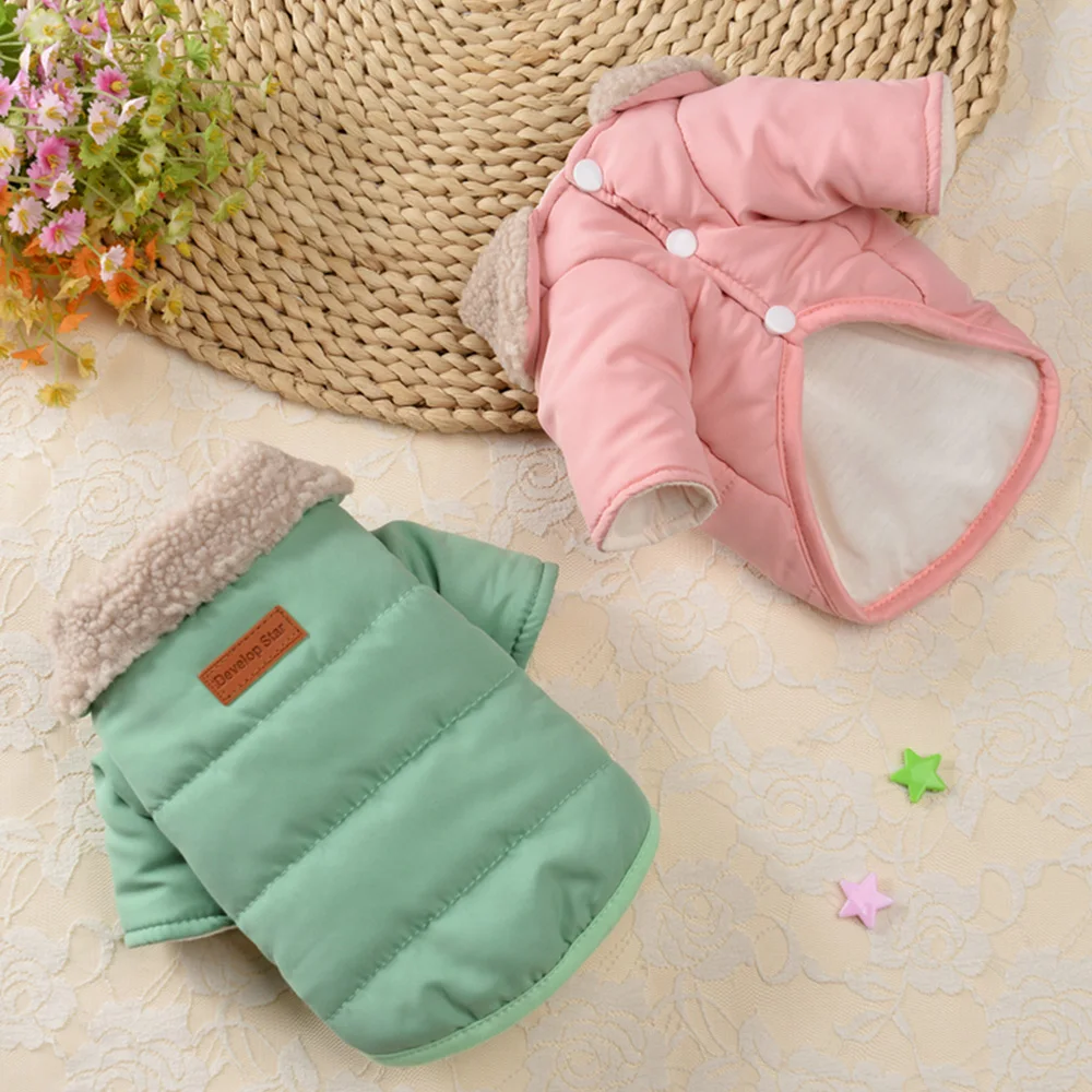 Теплая зимняя одежда для собак меховой воротник куртка уличное толстое пальто