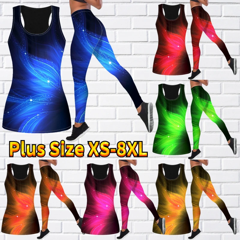 

Новинка 2023, комплект спортивной одежды для йоги, фитнеса, тренажерного зала, дышащая майка с принтом, костюм для йоги из 2 предметов, леггинсы, Женский комплект для йоги с высокой талией