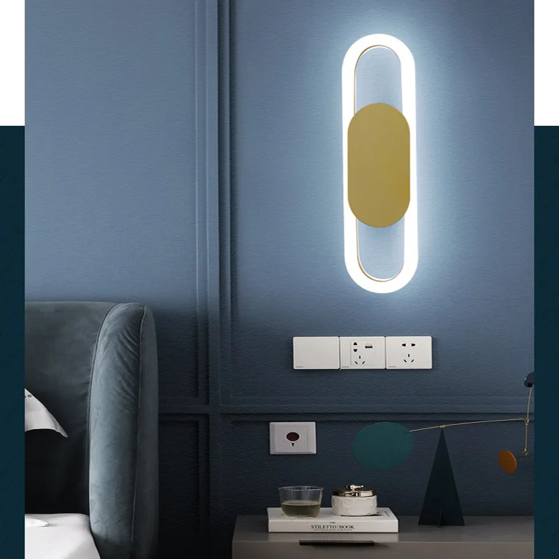 

Nordic bedroom bedside led wall lamp creative modern background wall lamp aisle corridor wall lamp lighting for living room