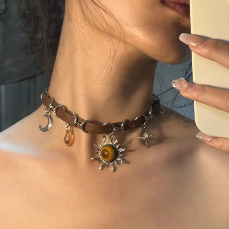 Кожаное ожерелье HuanZhi с подвеской в стиле меридиана