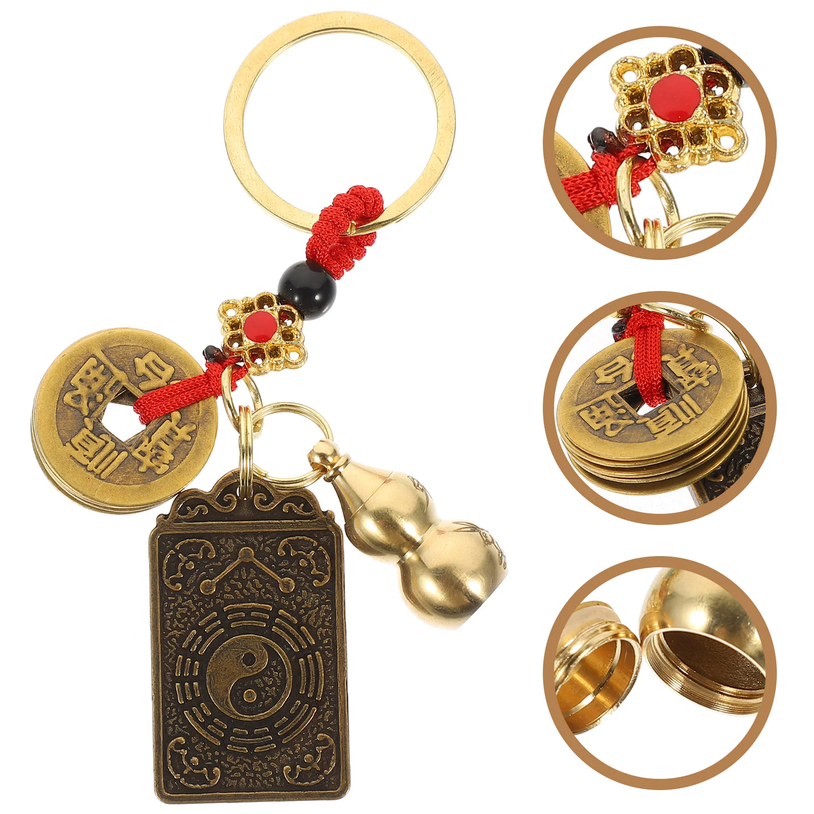 

Adorable Year of the Rabbit Keychain Purse Pendant Gourd Copper Cash Keychain