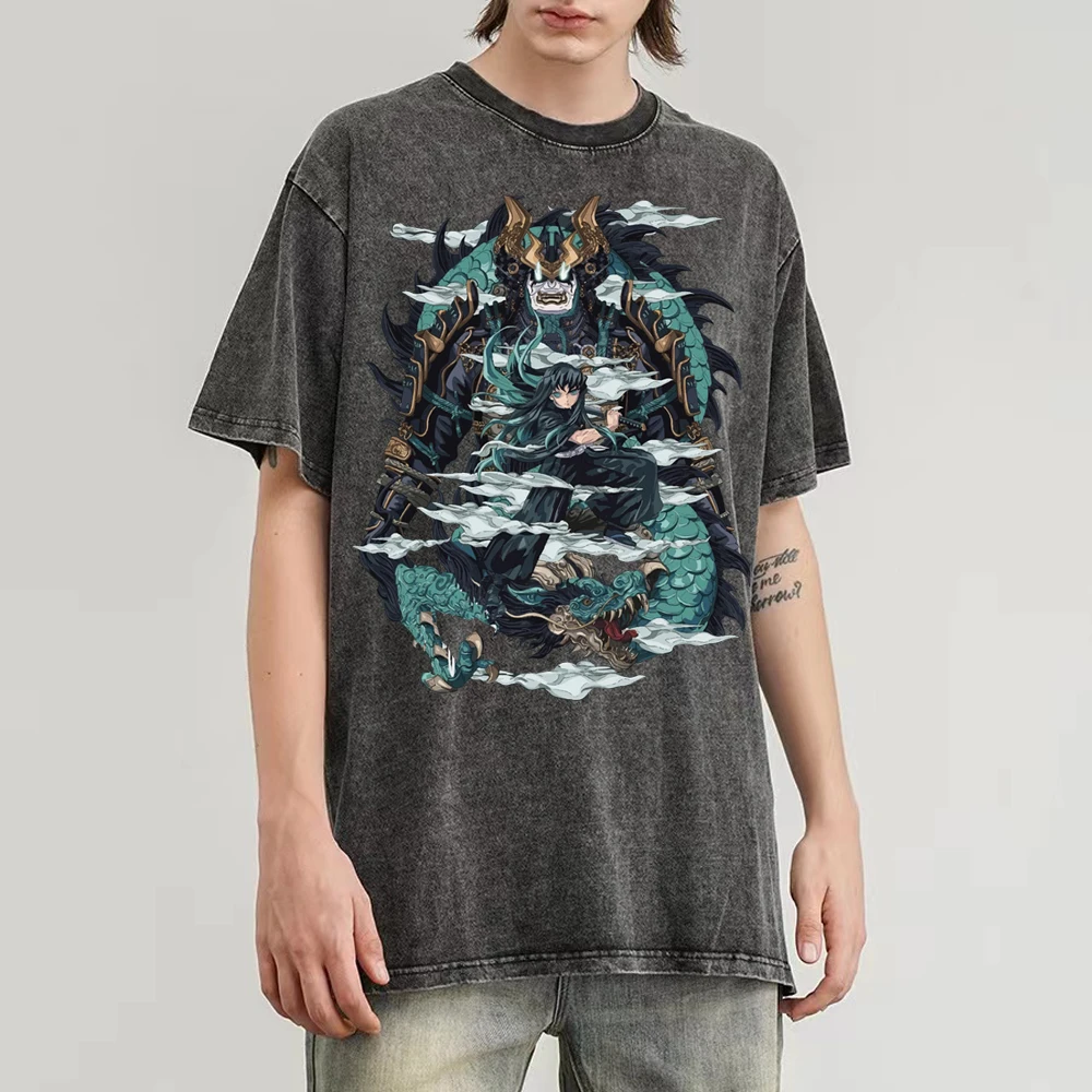 

Футболка женская с коротким рукавом, топ в японском стиле Харадзюку, аниме «рассекающий демонов», топ в стиле хип-хоп, оверсайз, летняя