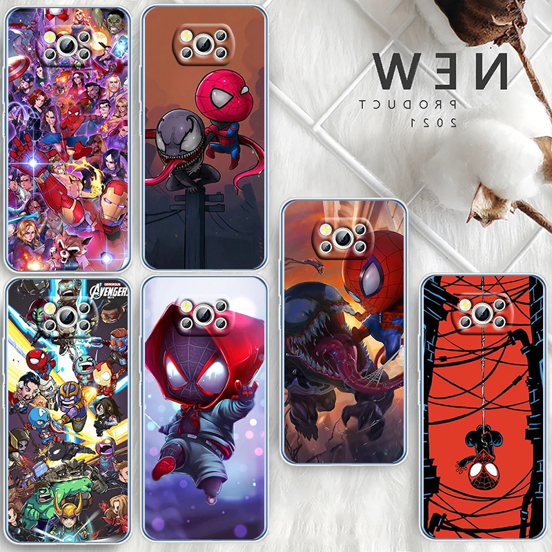 

Marvel Avengers Superheroes For Xiaomi Redmi Note 10S 9 Civi Poco X4 X3 NFC F3 GT M4 M3 M2 X2 F2 Pro C3 Transparent Phone Case