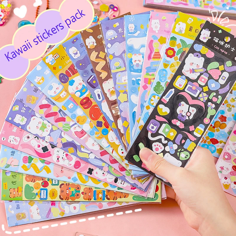 

Набор милых аниме наклеек Kawaii, корейские милые декоративные наклейки для скрапбукинга «сделай сам», детские наклейки, красивые Канцтовары