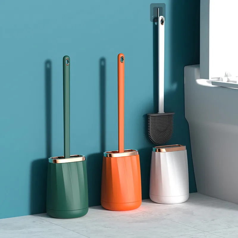 

Bathroom Toilet Brush No Dead Ends Cleaning Brush Silicone Soft TPR Brush Head Water Leak Proof with Base Modern WC Accessories